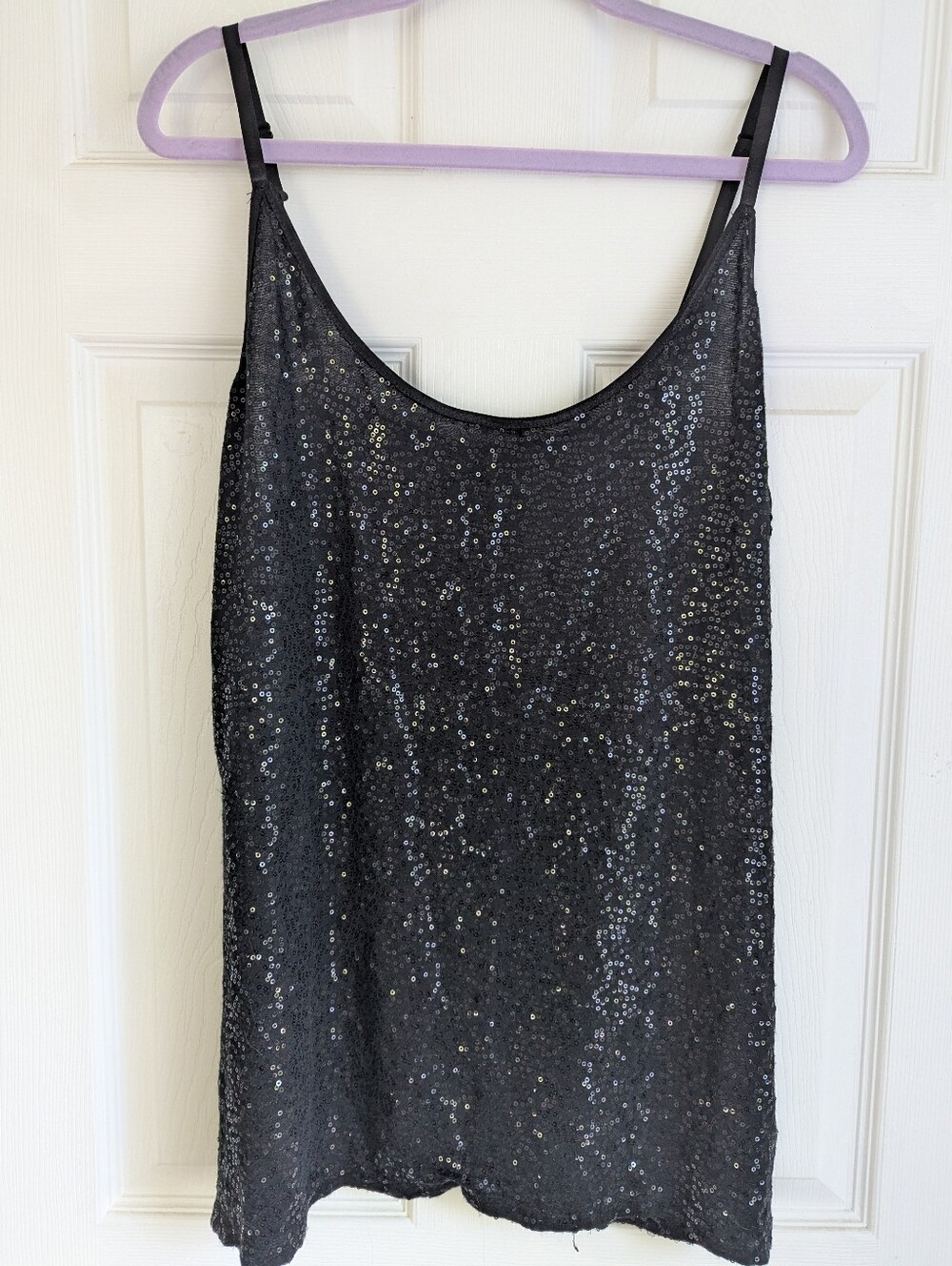 Sequin Cami Top w/adjustable straps -Black Sz Xxl